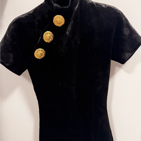 Balmain Velvet Black Crop Top with Gold Buttons - Picture 8 of 11